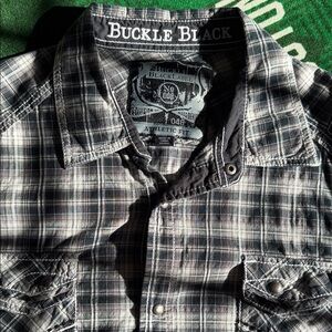 Buckle Black and Gray Plaid Casual Button Down Shirt